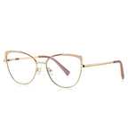 Striped Brow Butterfly Blue Light Blocking Glasses in Rose Gold with Blush & Nude Striped Brow