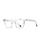 Chunky Acetate Square Beveled Rim Blue Light Blocking Glasses in Crystal Clear