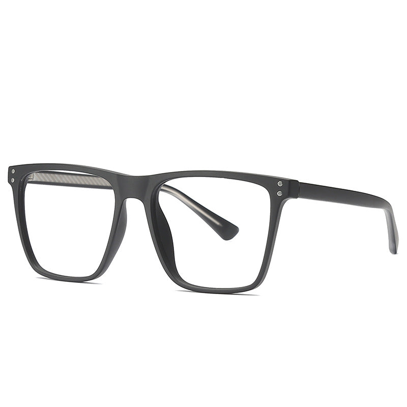 Dual Rivet Wire Core Square Blue Light Blocking Glasses in Matte Black