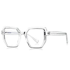 Faceted Geometric Blue Light Blocking Glasses in Crystal Clear