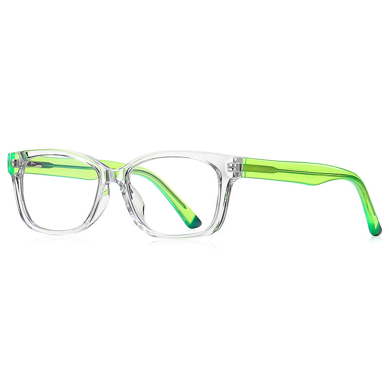 Contrast Temple Square Blue Light Blocking Glasses in Clear with Lime Green Temples