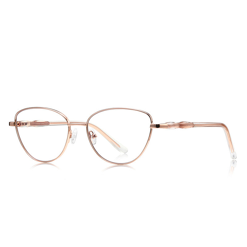 Bamboo Joint Oval Blue Light Blocking Glasses in Rose Gold with Blush Pink Temples