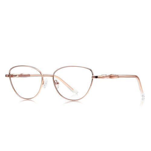 Bamboo Joint Oval Blue Light Blocking Glasses in Rose Gold with Blush Pink Temples