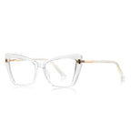 Double-Bar Hinge Cat Eye Blue Light Blocking Glasses in Crystal Clear