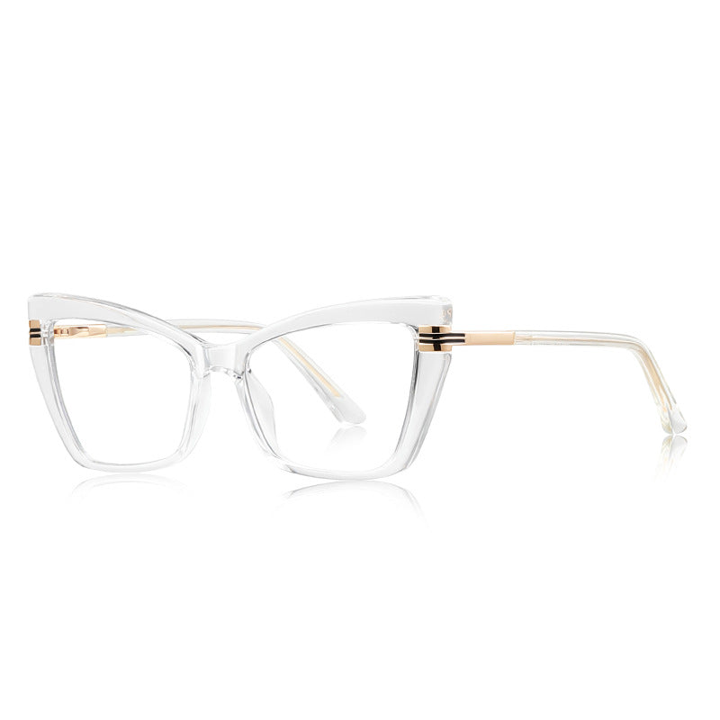 Double-Bar Hinge Cat Eye Blue Light Blocking Glasses in Crystal Clear