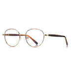Filigree Metal Round Blue Light Blocking Glasses in Gold with Tortoiseshell Temples