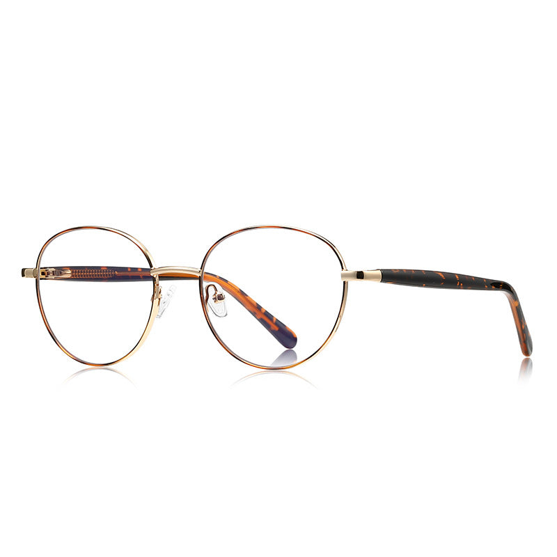 Filigree Metal Round Blue Light Blocking Glasses in Gold with Tortoiseshell Temples