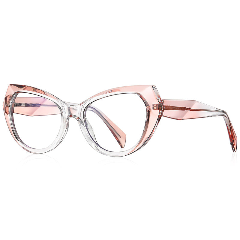 Faceted Wing Butterfly Blue Light Blocking Glasses in Crystal Clear with Blush Bevels