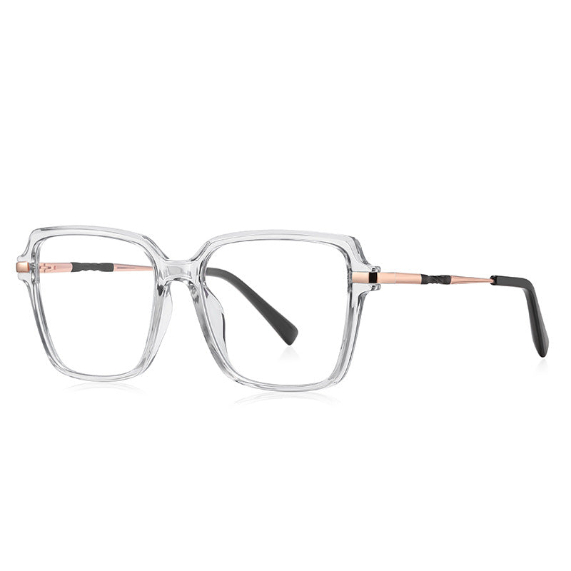 Oversized Square Blue Light Blocking Glasses in Crystal Clear
