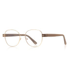 Dual Rivet Metal Panto Blue Light Blocking Glasses in Gold with Black Bridge & Black Rivet Endpieces