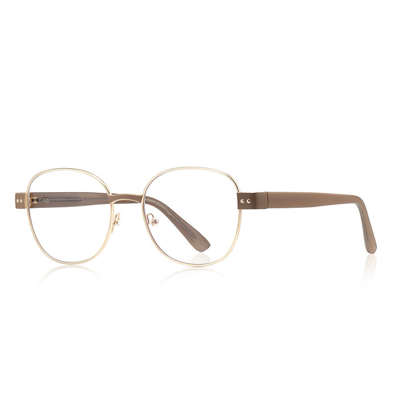 Dual Rivet Metal Panto Blue Light Blocking Glasses in Gold with Black Bridge & Black Rivet Endpieces