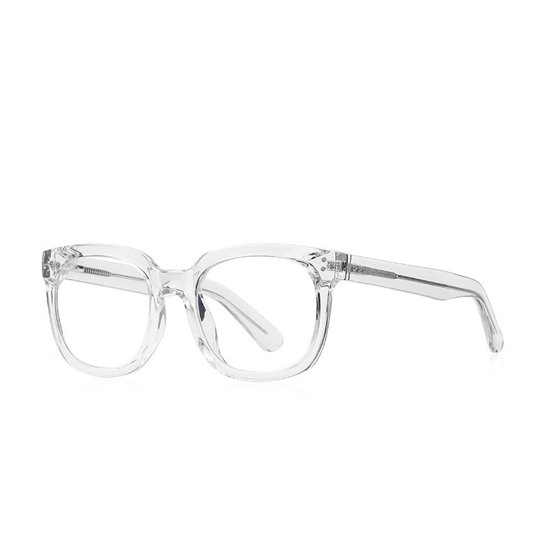 Dual Rivet Keyhole Square Blue Light Blocking Glasses in Crystal Clear