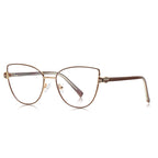 Hourglass Hinge Metal Cat Eye Blue Light Blocking Glasses in Bronze Brown &amp; Gold