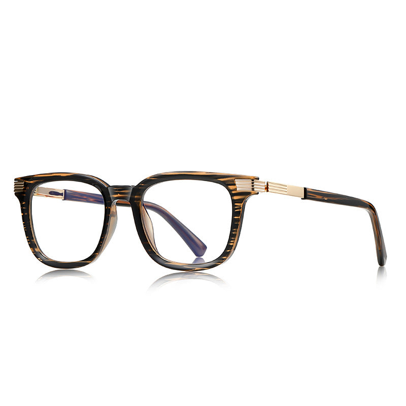 Ribbed Hinge Square Blue Light Blocking Glasses in Amber Tortoiseshell with Gold Hinge