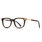 Ribbed Hinge Square Blue Light Blocking Glasses in Amber Tortoiseshell with Gold Hinge