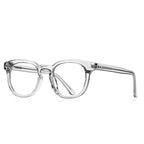 Dual Rivet Round Blue Light Blocking Glasses in Crystal Clear