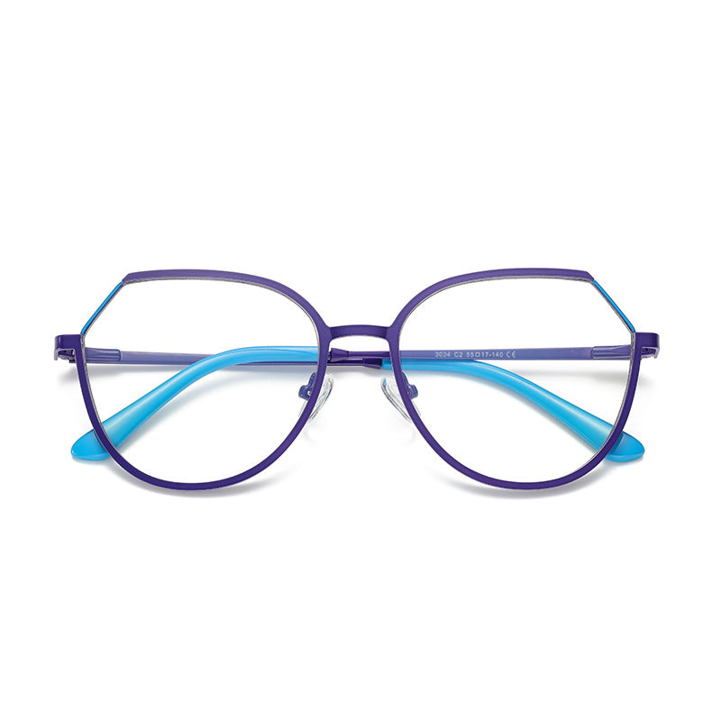 Polygon Wire Round Blue Light Blocking Glasses in Royal Indigo Purple