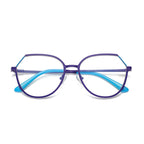 Polygon Wire Round Blue Light Blocking Glasses in Royal Indigo Purple