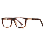 Knurled Band Flat Top Spring Hinge Blue Light Blocking Glasses in Amber Woodgrain Tortoiseshell