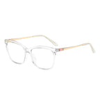 Striped Hinge Cat Eye Blue Light Blocking Glasses in Crystal Clear & Gold