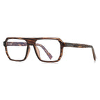 Grooved Temple Navigator Blue Light Blocking Glasses in Brown Tiger Woodgrain
