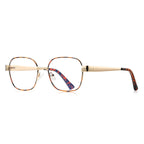 Enamel Accent Metal Square Blue Light Blocking Glasses in Gold & Tortoiseshell