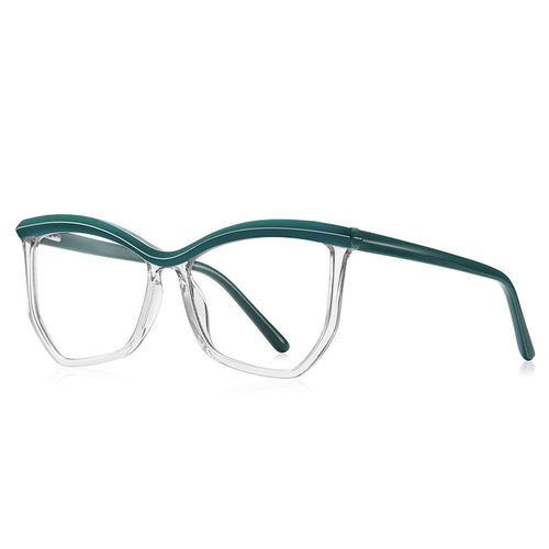 Arched Brow Butterfly Blue Light Blocking Glasses in Emerald Green & Clear