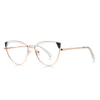 Contrast Wingtip Butterfly Blue Light Blocking Glasses in Rose Gold with Clear Brow & Black Contrast Wingtips