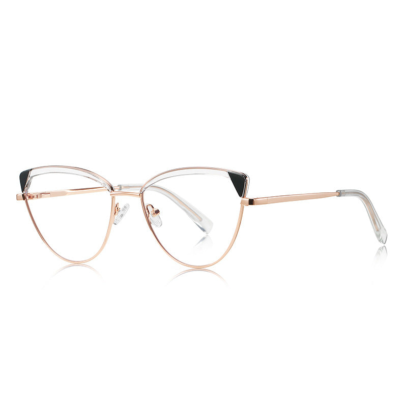 Contrast Wingtip Butterfly Blue Light Blocking Glasses in Rose Gold with Clear Brow & Black Contrast Wingtips