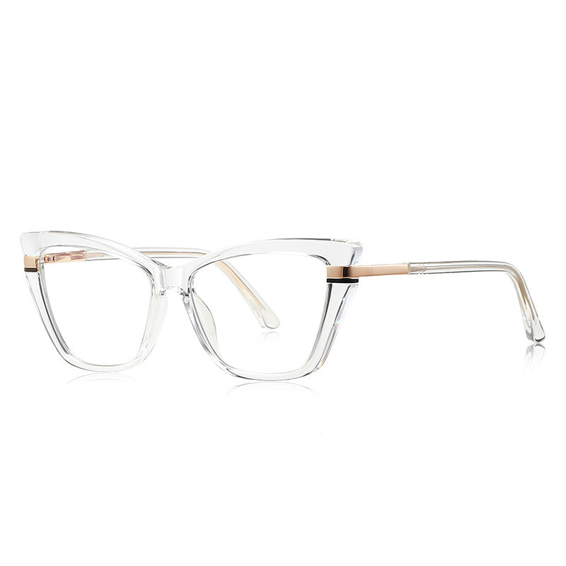 Tiered Hinge Cat Eye Blue Light Blocking Glasses in Crystal Clear