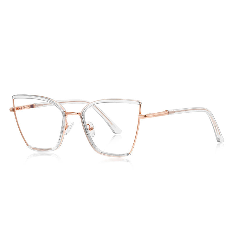 Enamel Trim Butterfly Blue Light Blocking Glasses in Rose Gold & Clear Crystal
