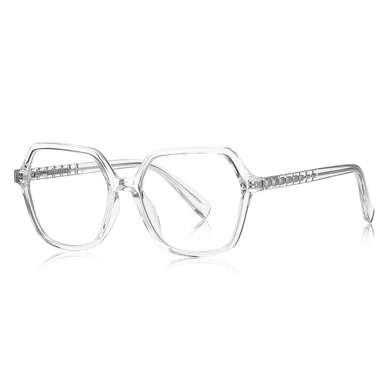 Pyramid Stud Hexagon Blue Light Blocking Glasses in Crystal Clear