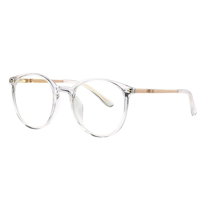 Vintage Keyhole Round Blue Light Blocking Glasses in Crystal Clear & Gold