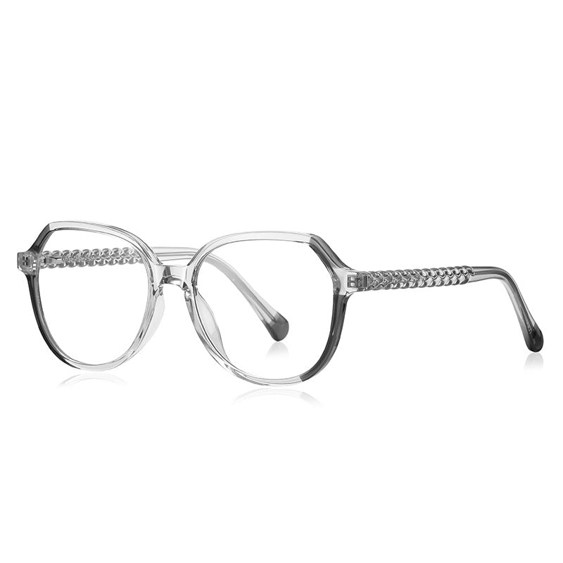 Braided Temple Geometric Blue Light Blocking Glasses in Crystal Clear