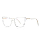 Classic Cat-Eye Acetate Gold Metal Hinge Blue Light Blocking Glasses in Crystal Clear
