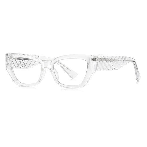 Chevron Quilted Cat Eye Blue Light Blocking Glasses in Crystal Clear