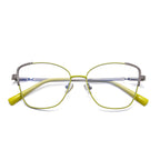 Twisted Rope Brow Butterfly Blue Light Blocking Glasses in Lime Green with Silver Rope Brow