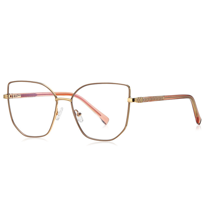 Braided Temple Butterfly Blue Light Blocking Glasses in Gold with Peach Nude Enamel Rim
