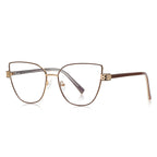 Diamond-Cut Hinge Cat Eye Blue Light Blocking Glasses in Jet Black with Gold Hardware