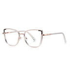 Chic Metal Cat Eye Blue Light Blocking Glasses in Crystal Clear &amp; Rose Gold