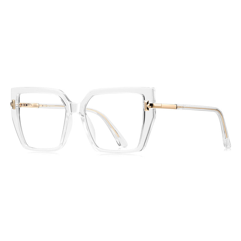 Butterfly Square Blue Light Blocking Glasses in Crystal Clear & Gold