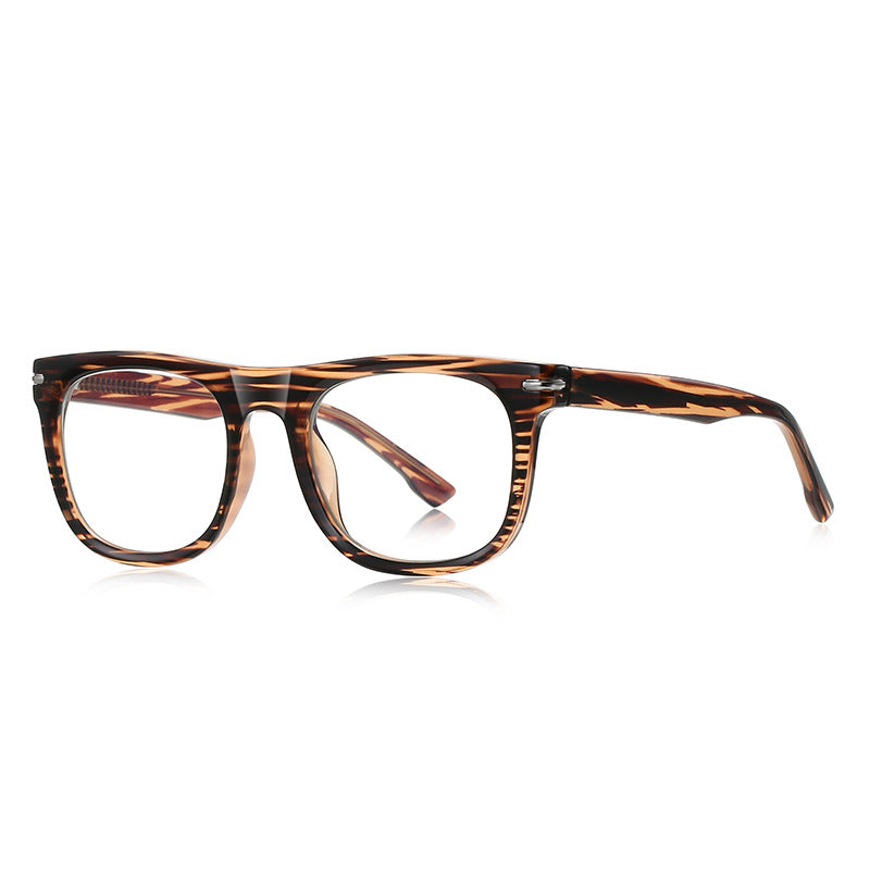 Dual Bar Rivet Rectangle Blue Light Blocking Glasses in Tiger Tortoiseshell