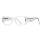 Fan Temple Rectangle Blue Light Blocking Glasses in Crystal Clear
