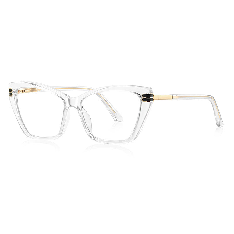 Chevron Hinge Cat Eye Blue Light Blocking Glasses in Crystal Clear
