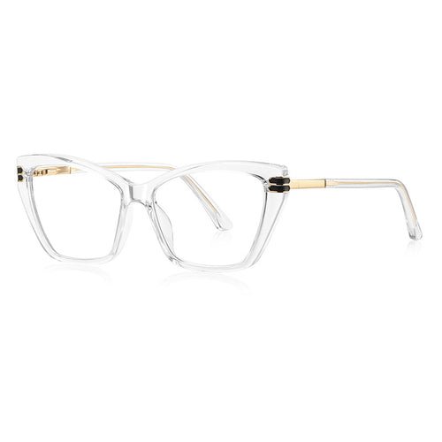 Chevron Hinge Cat Eye Blue Light Blocking Glasses in Crystal Clear