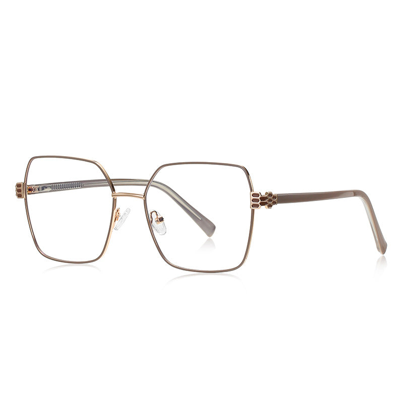 Honeycomb Hinge Butterfly Blue Light Blocking Glasses in Gold & Taupe Brown