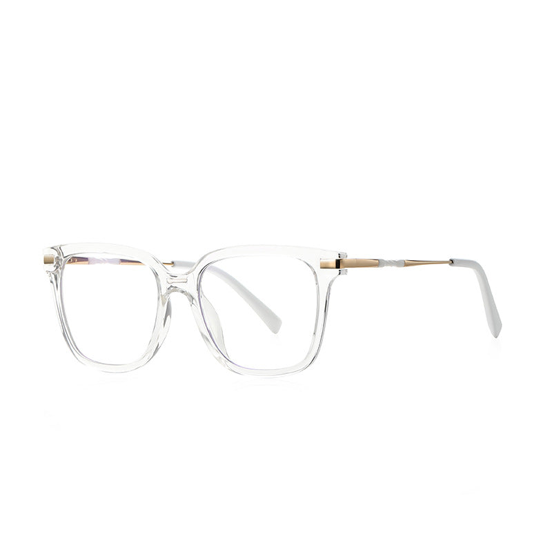 Twisted Temple Square Blue Light Blocking Glasses in Crystal Clear