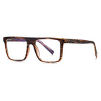 Checkerboard Temple Navigator Blue Light Blocking Glasses in Amber Tiger Woodgrain Tortoiseshell