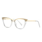 Gold Brow Bar Cat Eye Blue Light Blocking Glasses in Crystal Clear