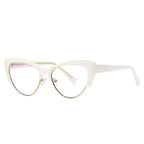 Winged Browline Cat Eye Blue Light Blocking Glasses in Crisp Ivory White